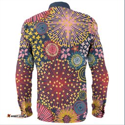 Australia Blooming Bright Flowers Long Sleeve Button Shirts - Blooming Bright Flowers Meadow Seamless Art Inspired Long Sleeve Button Shirts