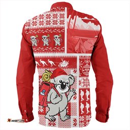 Australia Long Sleeve Button Shirt Koala Wonderland Christmas