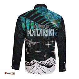 Peronsalised Maori New Year Long Sleeve Button Shirt Matariki Mix Paua Shell