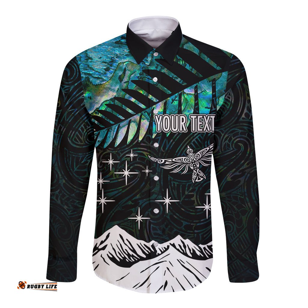 Peronsalised Maori New Year Long Sleeve Button Shirt Matariki Mix Paua Shell