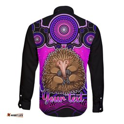 Personalised Australia Virgo Echidna Zodiac Long Sleeve Button Shirt Auz Astrology Aboriginal - Magenta