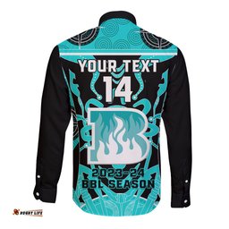 Custom Brisbane Heat Long Sleeve Button Shirt We Are The Champions Aboriginal Art
