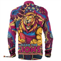 Brisbane Lions Long Sleeve Button Shirt Blazing Spirit Of Victory