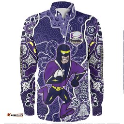 Melbourne Storm Grand Final Custom Long Sleeve Button Shirts - Custom Storm With Contemporary Style Of Aboriginal Painting Long Sleeve Button Shirts