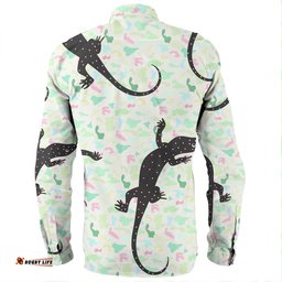 Australia Goanna Long Sleeve Button Shirts - Aboriginal Goanna Dot Art Colorful Inspired  Long Sleeve Button Shirts