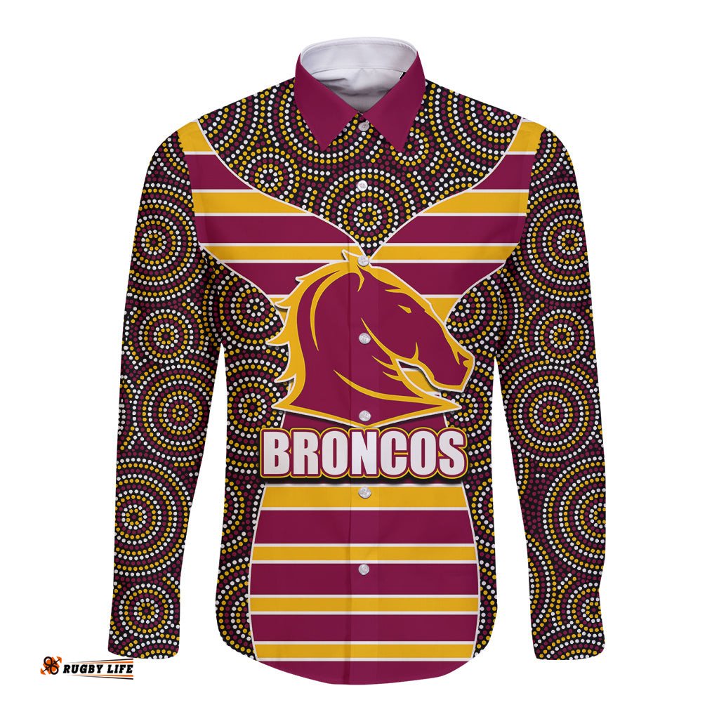NRL - Boncos Long Sleeve Button Shirt Mix Dot Aboriginal