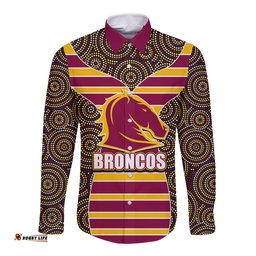 NRL - Boncos Long Sleeve Button Shirt Mix Dot Aboriginal