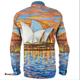 Sydney Travelling Long Sleeve Button Shirts - Sydney Opera House Oil Painting Art Long Sleeve Button Shirts