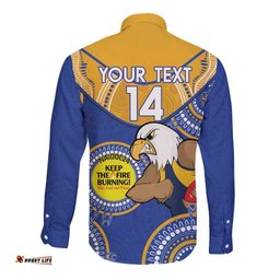 Custom AFL Eagles NAIDOC Week Long Sleeve Button Shirt Keep The Fire Burning Indigenous Art