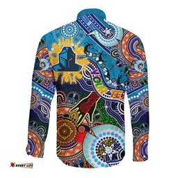 Personalised Titans NAIDOC Week 2024 Long Sleeve Button Shirt Australia Aboriginal Dot Painting