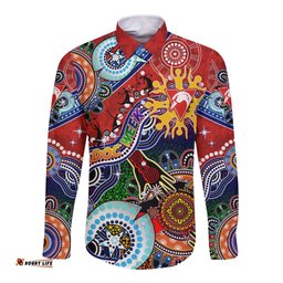 Custom NAIDOC Week 2024 Sydney Swans Long Sleeve Button Shirt Australia Aboriginal Dot Painting