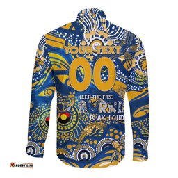 Custom NAIDOC Week 2024 Eagles Long Sleeve Button Shirt Aboriginal Animals Keep The Fire Burning