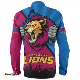 Brisbane Lions Long Sleeve Button Shirt Breaking Through Fan Design