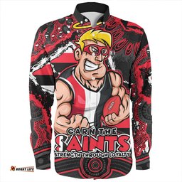 St Kilda Long Sleeve Button Shirt Blazing Spirit Of Victory