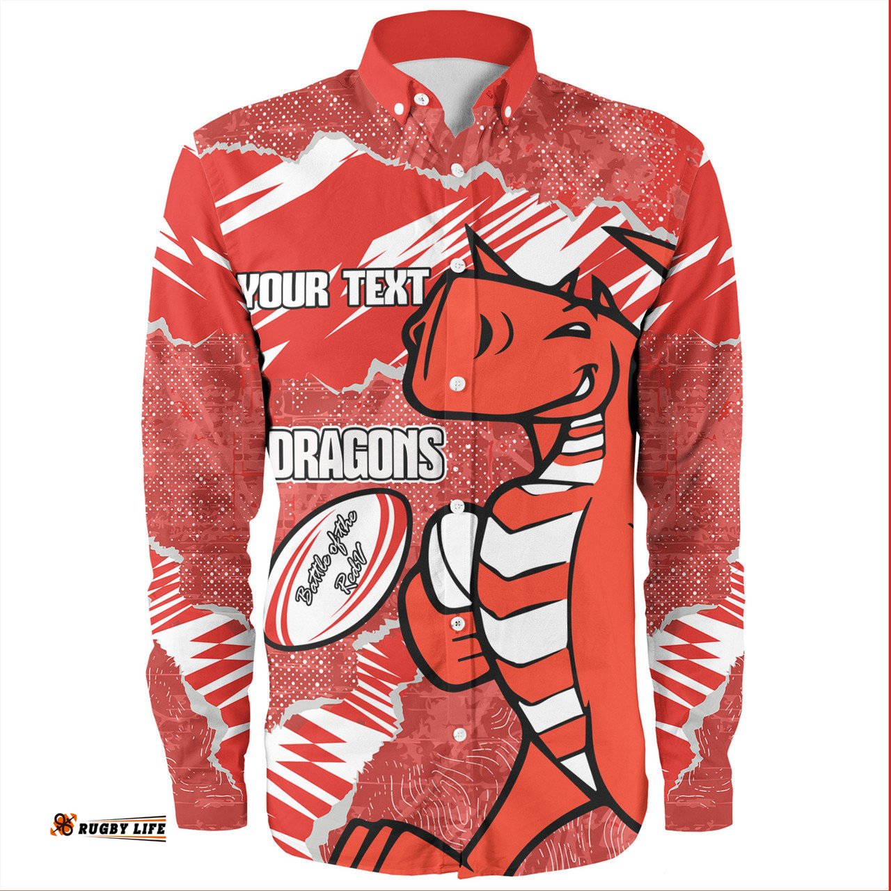 St. George Illawarra Dragons Long Sleeve Button Shirt - Theme Song