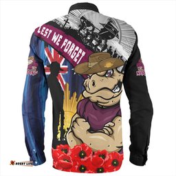 Queensland Maroons Long Sleeve Button Shirt United In Spirit Anzac Day Tribute
