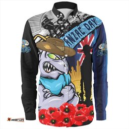 New South Wales Blues Long Sleeve Button Shirt United In Spirit Anzac Day Tribute