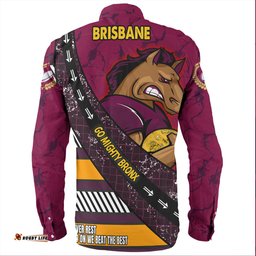 Brisbane Broncos Long Sleeve Button Shirt - Theme Song For Rugby With Sporty Style