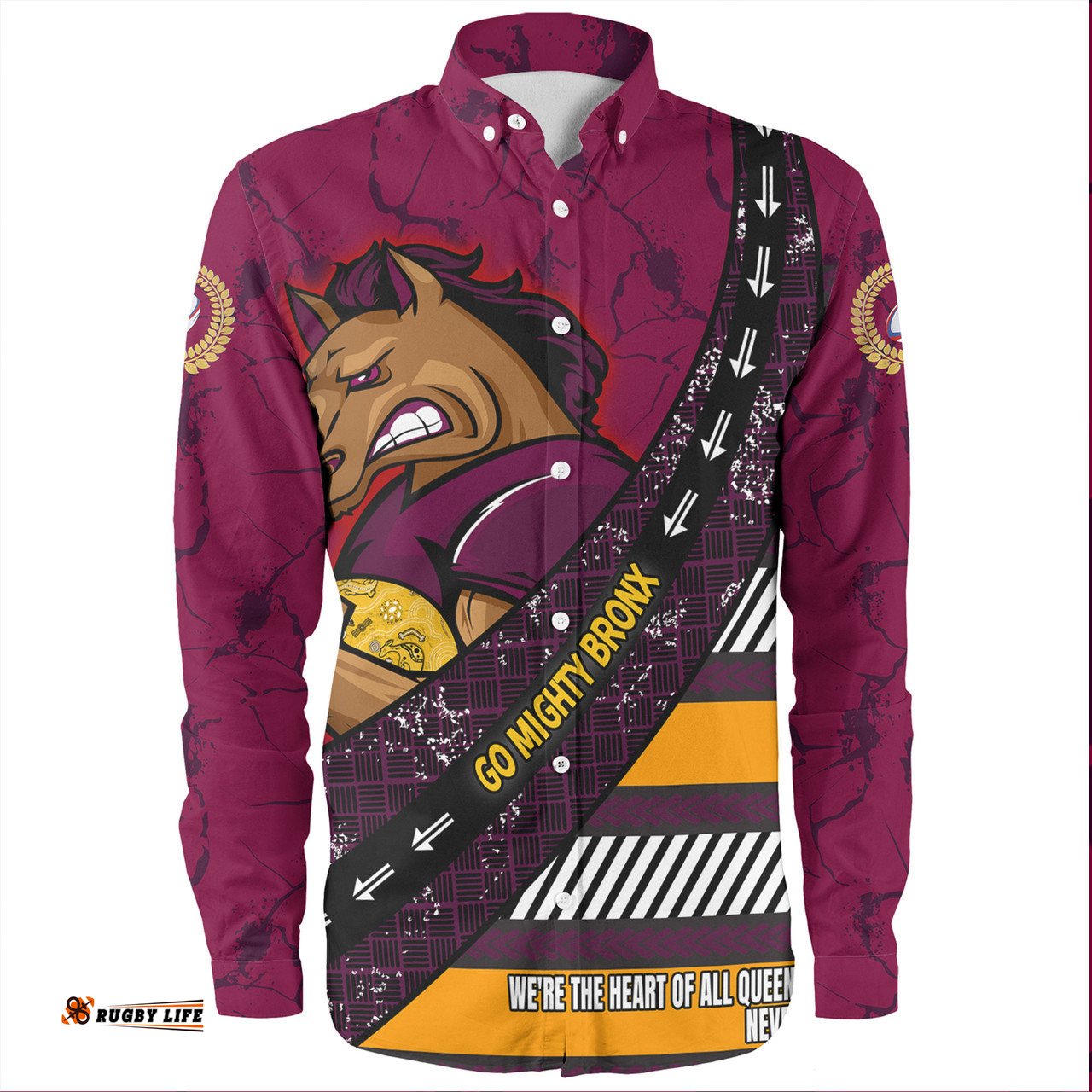 Brisbane Broncos Long Sleeve Button Shirt - Theme Song For Rugby With Sporty Style