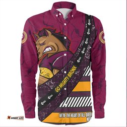 Brisbane Broncos Long Sleeve Button Shirt - Theme Song For Rugby With Sporty Style