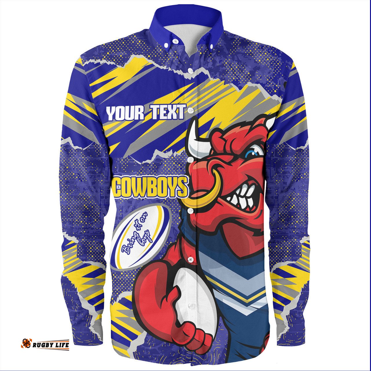 North Queensland Cowboys Long Sleeve Button Shirt - Theme Song