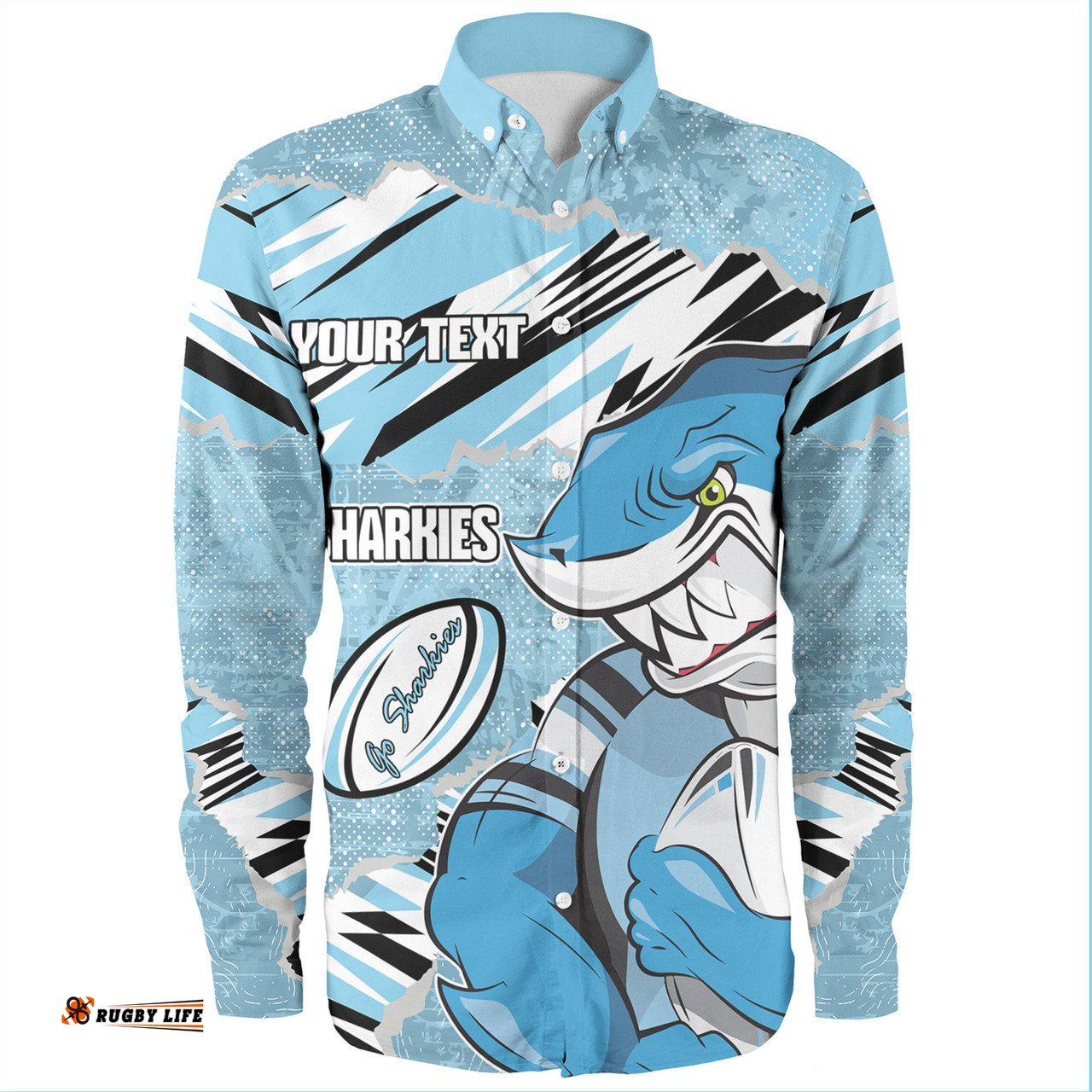 Cronulla-Sutherland Sharks Long Sleeve Button Shirt - Theme Song