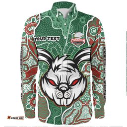 South Sydney Rabbitohs Grand Final Custom Long Sleeve Button Shirts - Custom Rabbitohs With Contemporary Style Of Aboriginal Painting Long Sleeve Button Shirts