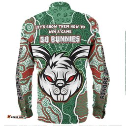 South Sydney Rabbitohs Grand Final Custom Long Sleeve Button Shirts - Custom Rabbitohs With Contemporary Style Of Aboriginal Painting Long Sleeve Button Shirts