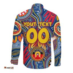 Personalised NAIDOC Week 2024 Adelaide Crows Long Sleeve Button Shirt Australian Aboriginal Hand Painting