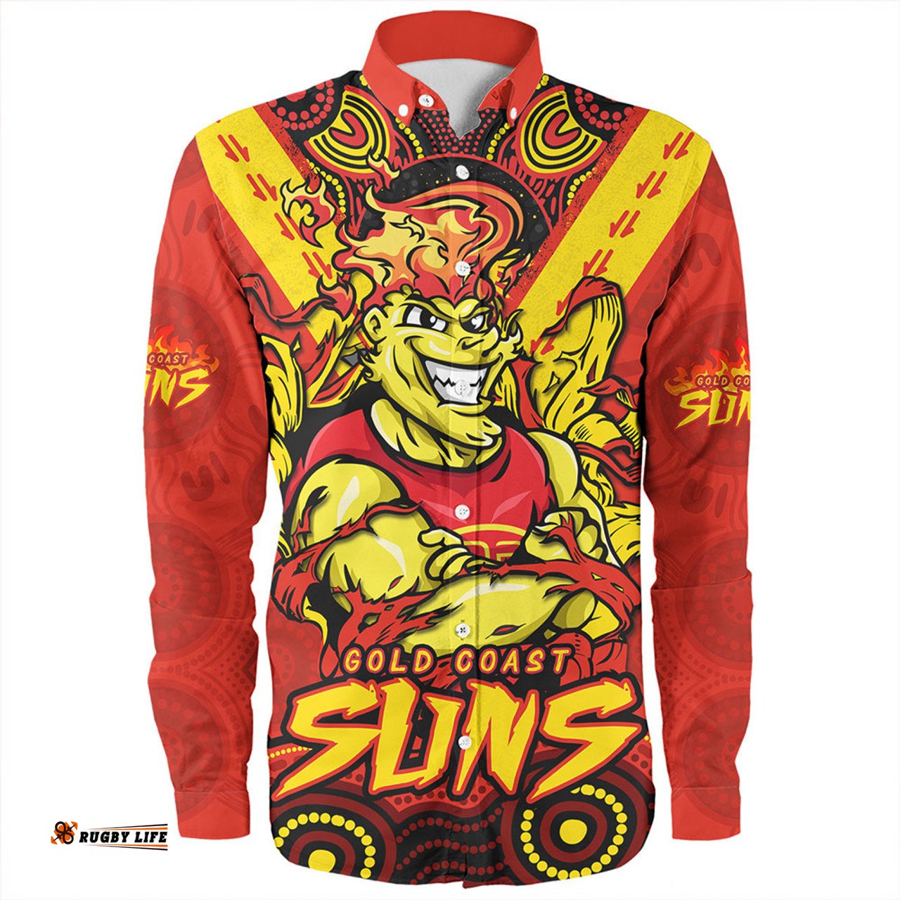 Gold Coast SUNS Long Sleeve Button Shirt Ripped Legacy Of The Game