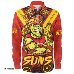 Gold Coast SUNS Long Sleeve Button Shirt Ripped Legacy Of The Game