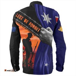 Australia Long Sleeve Button Shirt Remembrance Day Australian Fallen Heroes