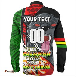 Penrith Panthers Grand Final Long Sleeve Button Shirt - A True Champion Will Fight Through Anything With Polynesian Patterns