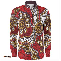 Australia Aboriginal Long Sleeve Button Shirts - Aboriginal Contemporary Dot Painting Inspired Long Sleeve Button Shirts