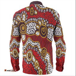 Australia Aboriginal Long Sleeve Button Shirts - Aboriginal Contemporary Dot Painting Inspired Long Sleeve Button Shirts