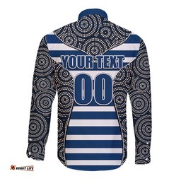 AFL - Cats Long Sleeve Button Shirt Mix Dot Aboriginal
