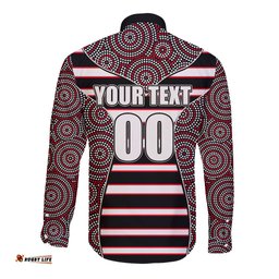 AFL - Saints Long Sleeve Button Shirt Mix Dot Aboriginal