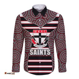 AFL - Saints Long Sleeve Button Shirt Mix Dot Aboriginal