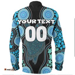 Australia Long Sleeve Button Shirt - Aboriginal Art Color Turtle Inspired