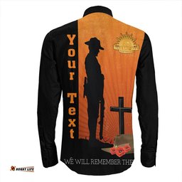 Custom Anzac Day Lest We Forget Soldier Standing Guard Long Sleeve Button Shirt