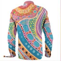 Australia Aboriginal Long Sleeve Button Shirts - Aboriginal Colourful Dots Art Inspired Long Sleeve Button Shirts