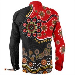 Australia Long Sleeve Button Shirt Aboriginal Dot Art In My Heart