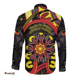 Australia Indigenous Children's Day Long Sleeve Button Shirt Strong In Culture Stronger Together Aboriginal Art