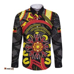 Australia Indigenous Children's Day Long Sleeve Button Shirt Strong In Culture Stronger Together Aboriginal Art