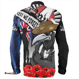 Collingwood Long Sleeve Button Shirt Anzac Day Honor United In Spirit