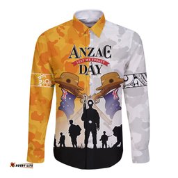 Australia And New Zealand ANZAC Day Long Sleeve Button Shirt Lest We Forget