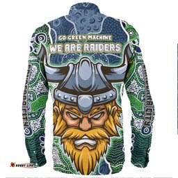 Canberra Raiders Grand Final Custom Long Sleeve Button Shirts - Custom Raiders Contemporary Style Of Aboriginal Painting Long Sleeve Button Shirts