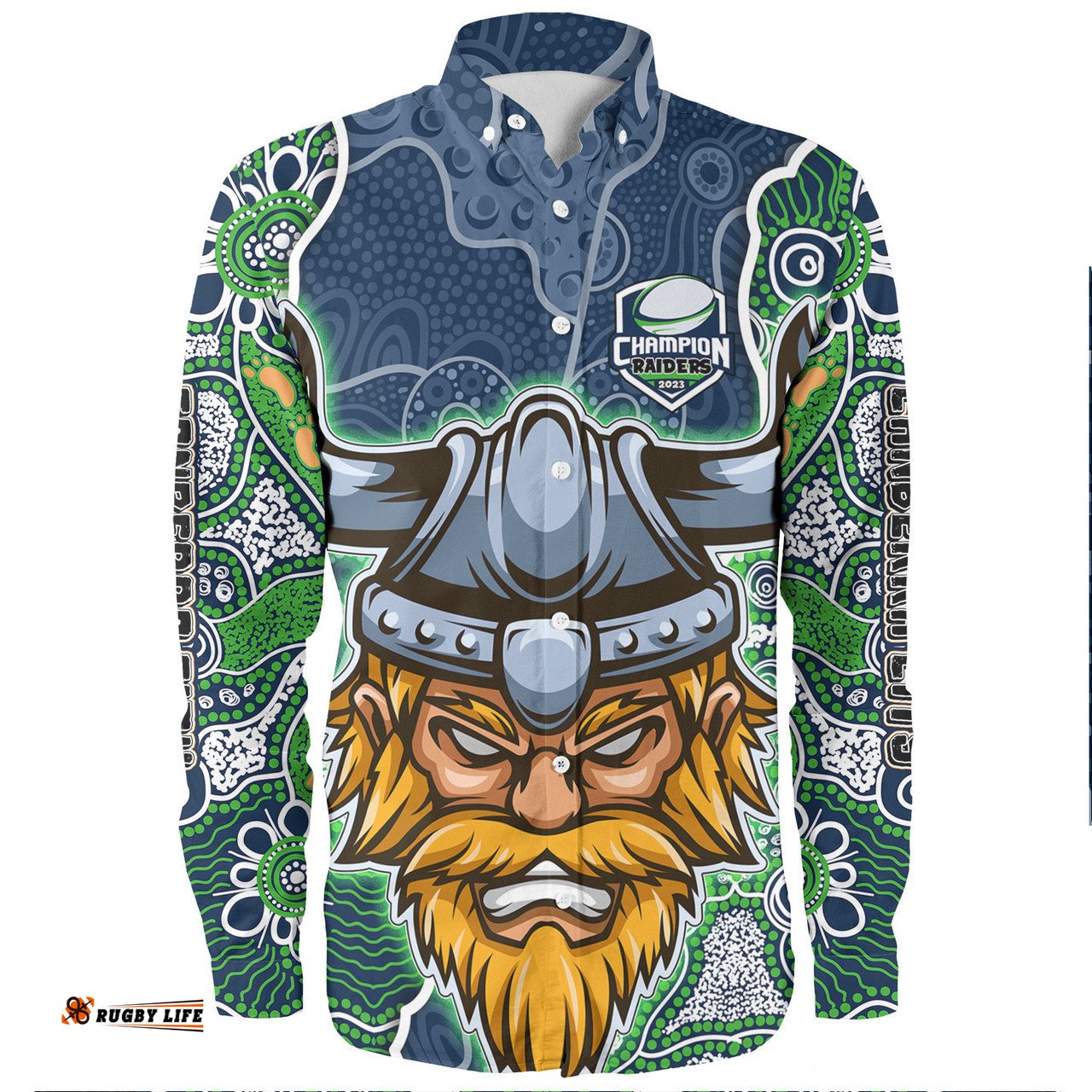 Canberra Raiders Grand Final Custom Long Sleeve Button Shirts - Custom Raiders Contemporary Style Of Aboriginal Painting Long Sleeve Button Shirts