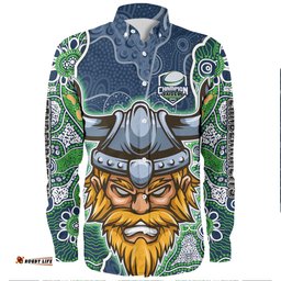 Canberra Raiders Grand Final Custom Long Sleeve Button Shirts - Custom Raiders Contemporary Style Of Aboriginal Painting Long Sleeve Button Shirts