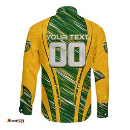 Personalised Australia Matildas Long Sleeve Button Shirt Abstract Line